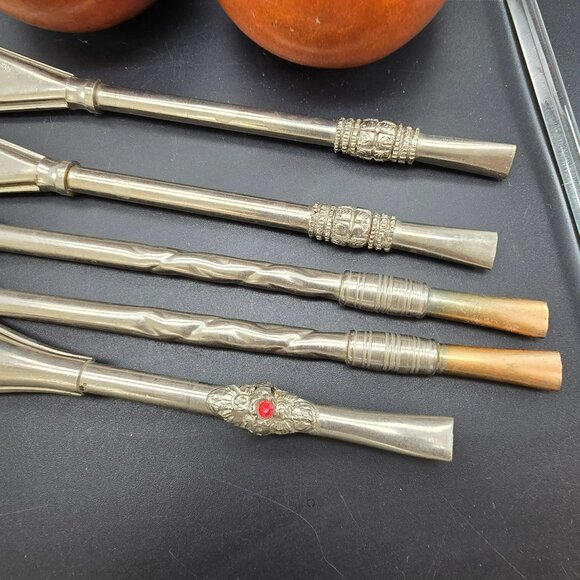 Argentinian Yerba Mate Traditional Drinking Set With Bombillas Spoons HS1222 - Picture 6 of 12